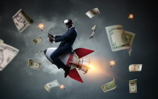 Businessman on a rocket