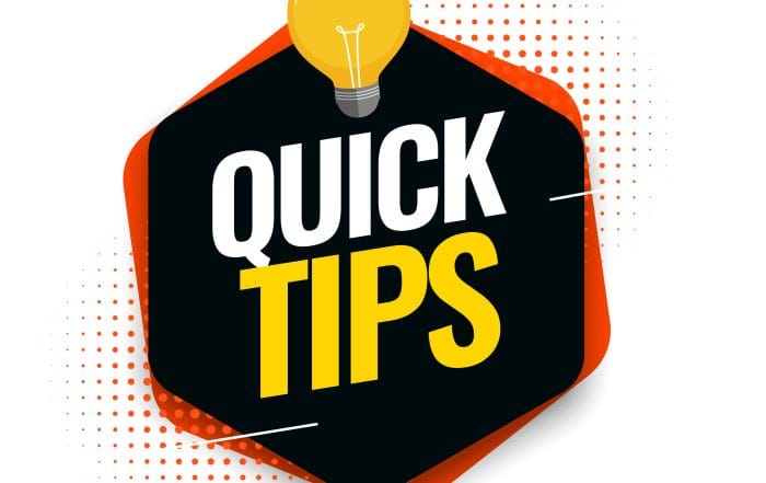 Quick tips advice with lightbulb on white background